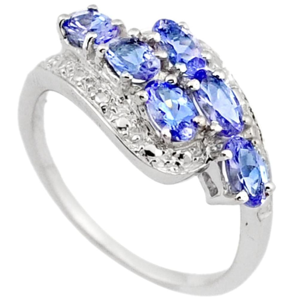 2.59cts natural blue tanzanite 925 sterling silver ring jewelry size 7.5 a27548