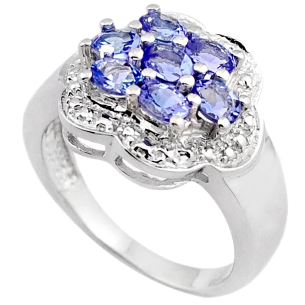 3.44cts natural blue tanzanite 925 sterling silver ring jewelry size 8 a27637