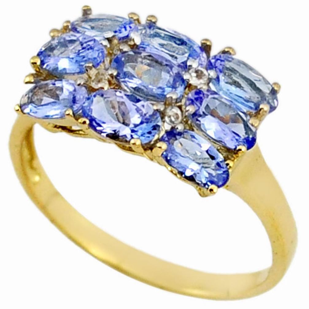 2.95cts natural blue tanzanite topaz 925 silver 14k gold ring size 7 a27835