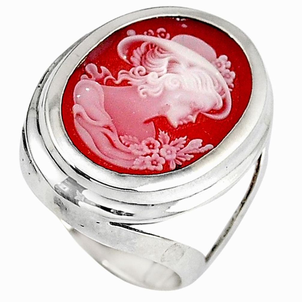 White victorian princess cameo 925 sterling silver ring jewelry size 7 a34022