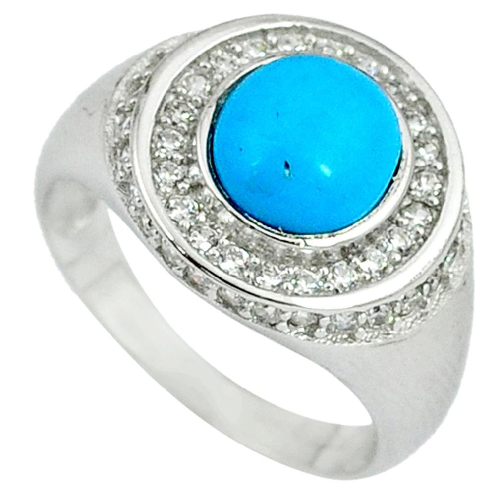 Blue sleeping beauty turquoise 925 sterling silver mens ring size 8.5 a37061