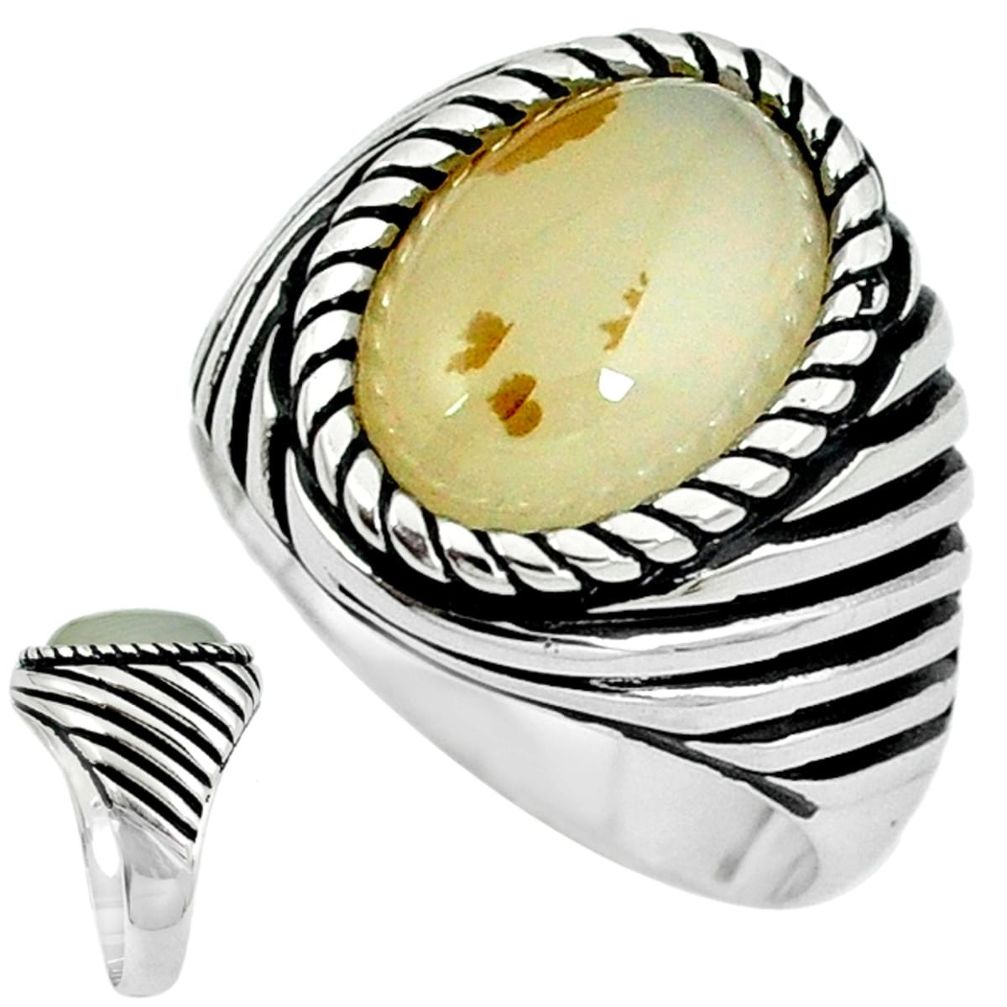 Natural honey botswana agate 925 sterling silver mens ring size 10 a37108