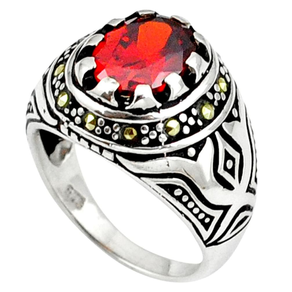 Red garnet quartz oval 925 sterling silver mens ring jewelry size 10 a37714