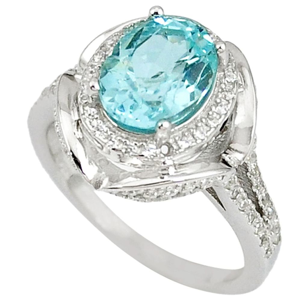 925 sterling silver natural blue topaz white topaz ring jewelry size 7 a40519