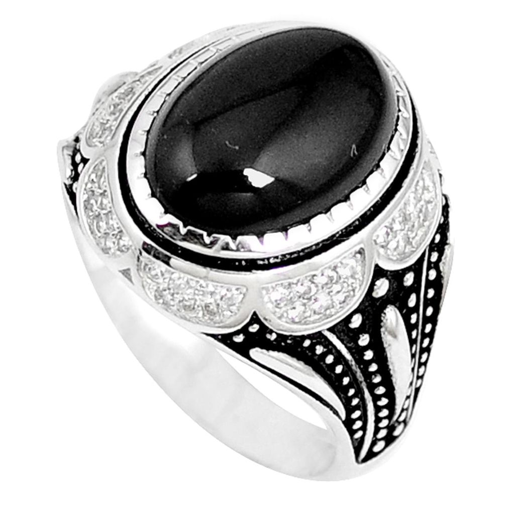 Natural black onyx topaz 925 sterling silver mens ring size 10 a41317