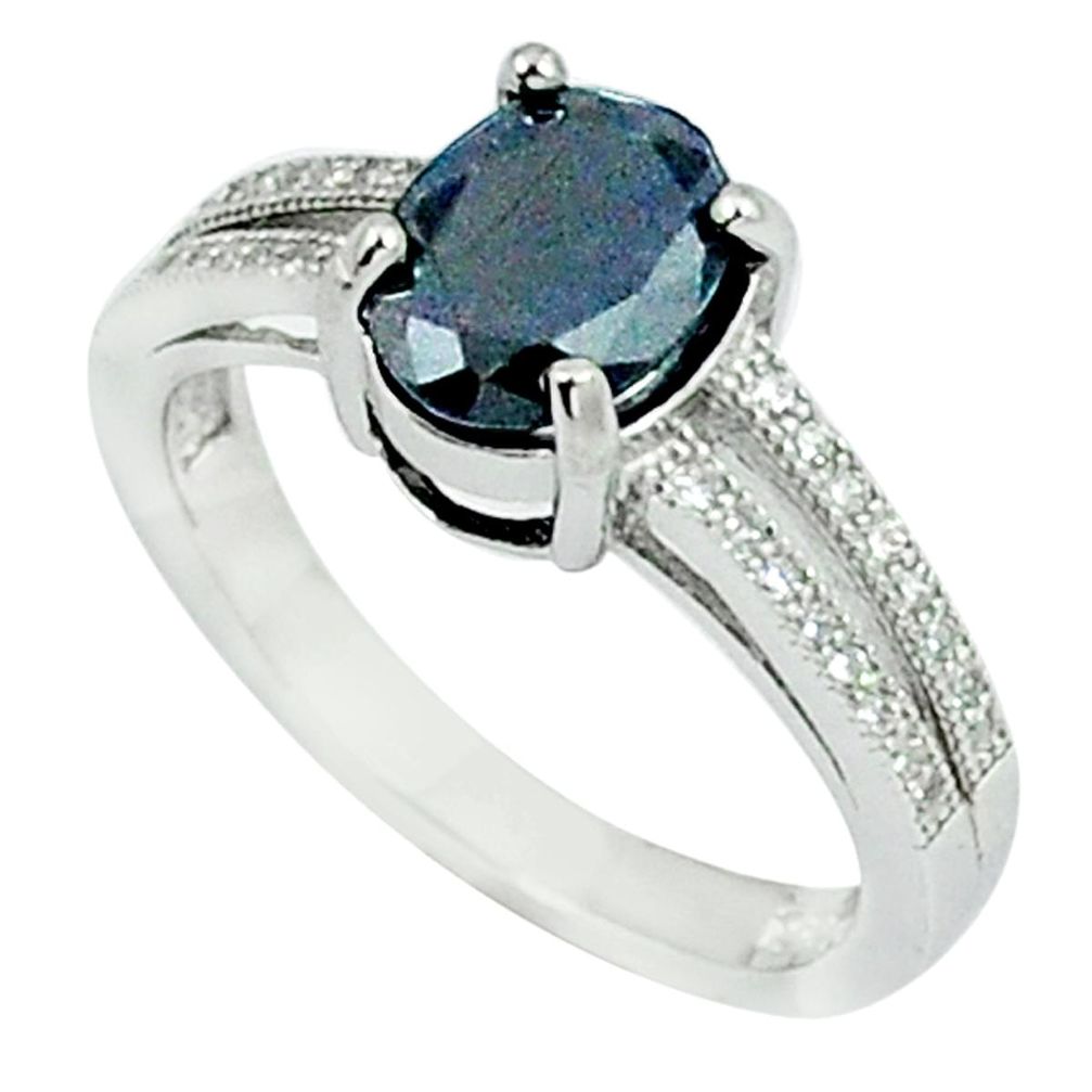 4.43cts natural blue sapphire topaz 925 sterling silver ring size 6 a46106