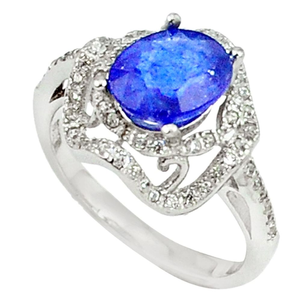 4.82cts natural blue sapphire topaz 925 sterling silver ring size 7 a46192