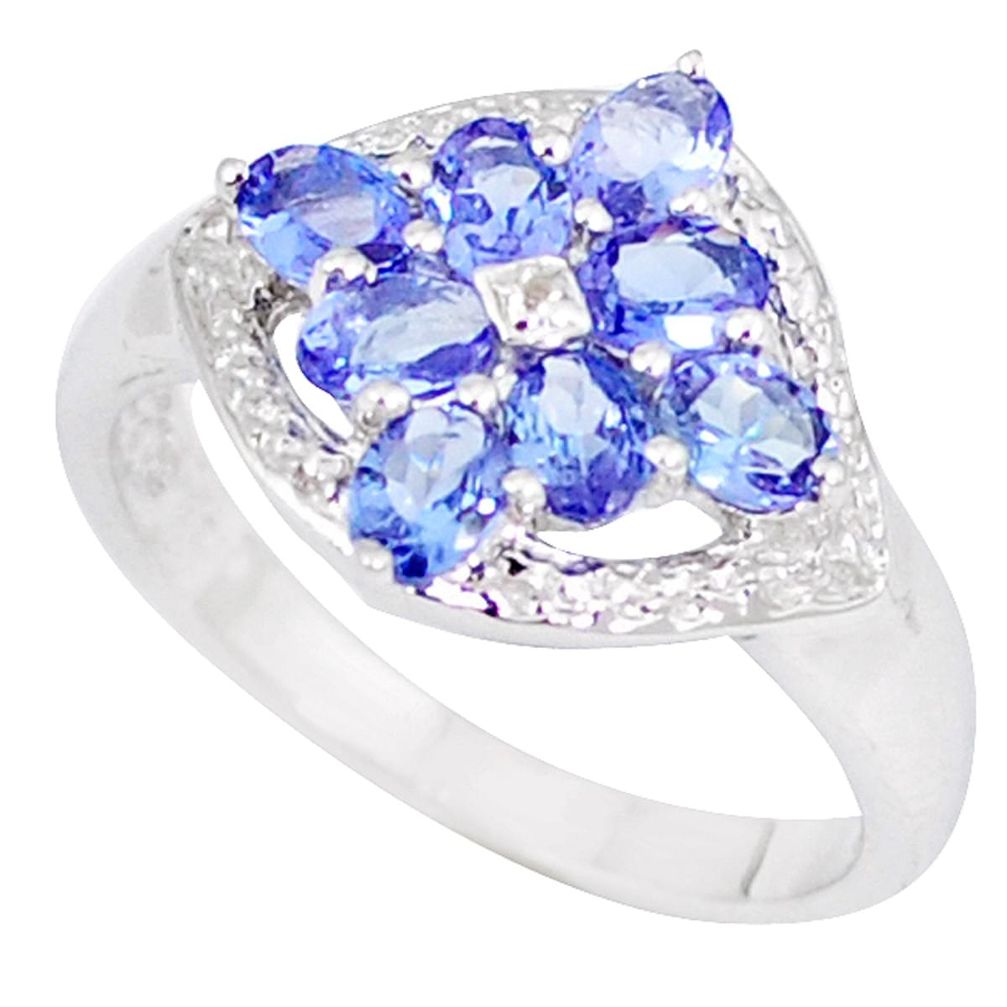 Natural blue tanzanite 925 sterling silver ring jewelry size 7.5 a47456