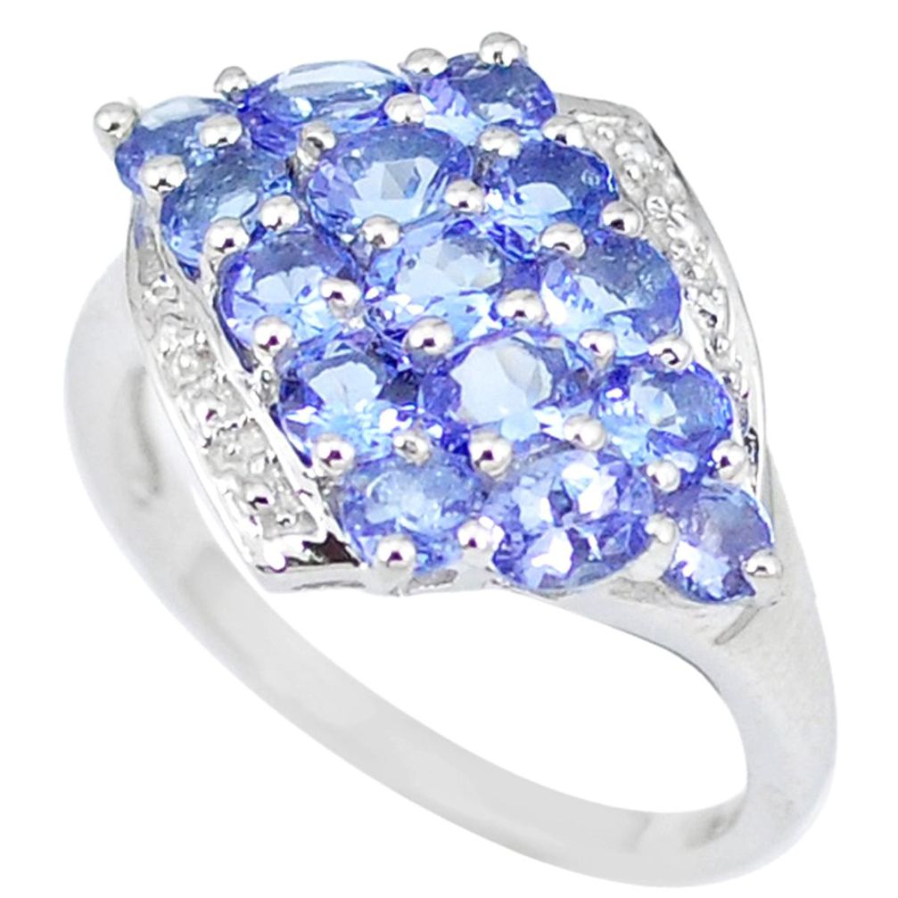 Natural blue tanzanite 925 sterling silver ring jewelry size 8 a47563