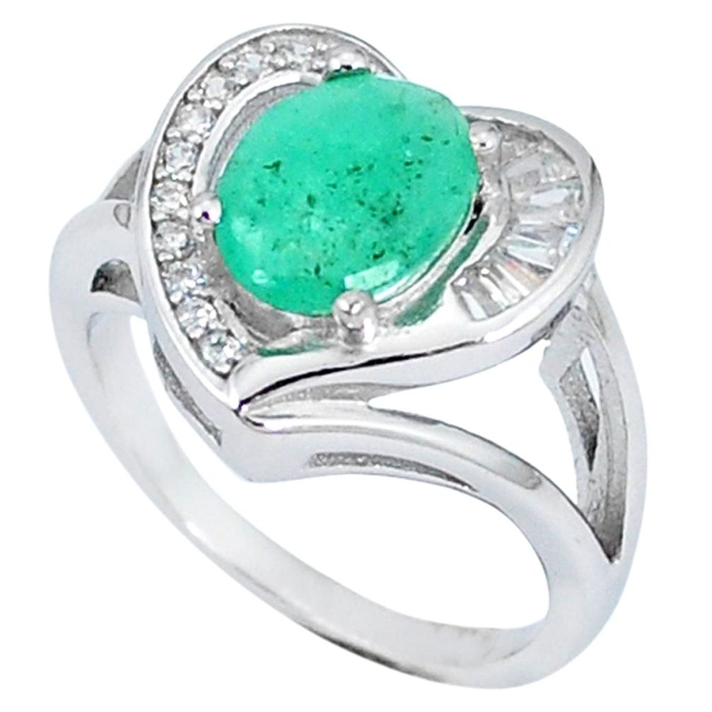 925 silver natural green emerald topaz heart ring jewelry size 6.5 a48518