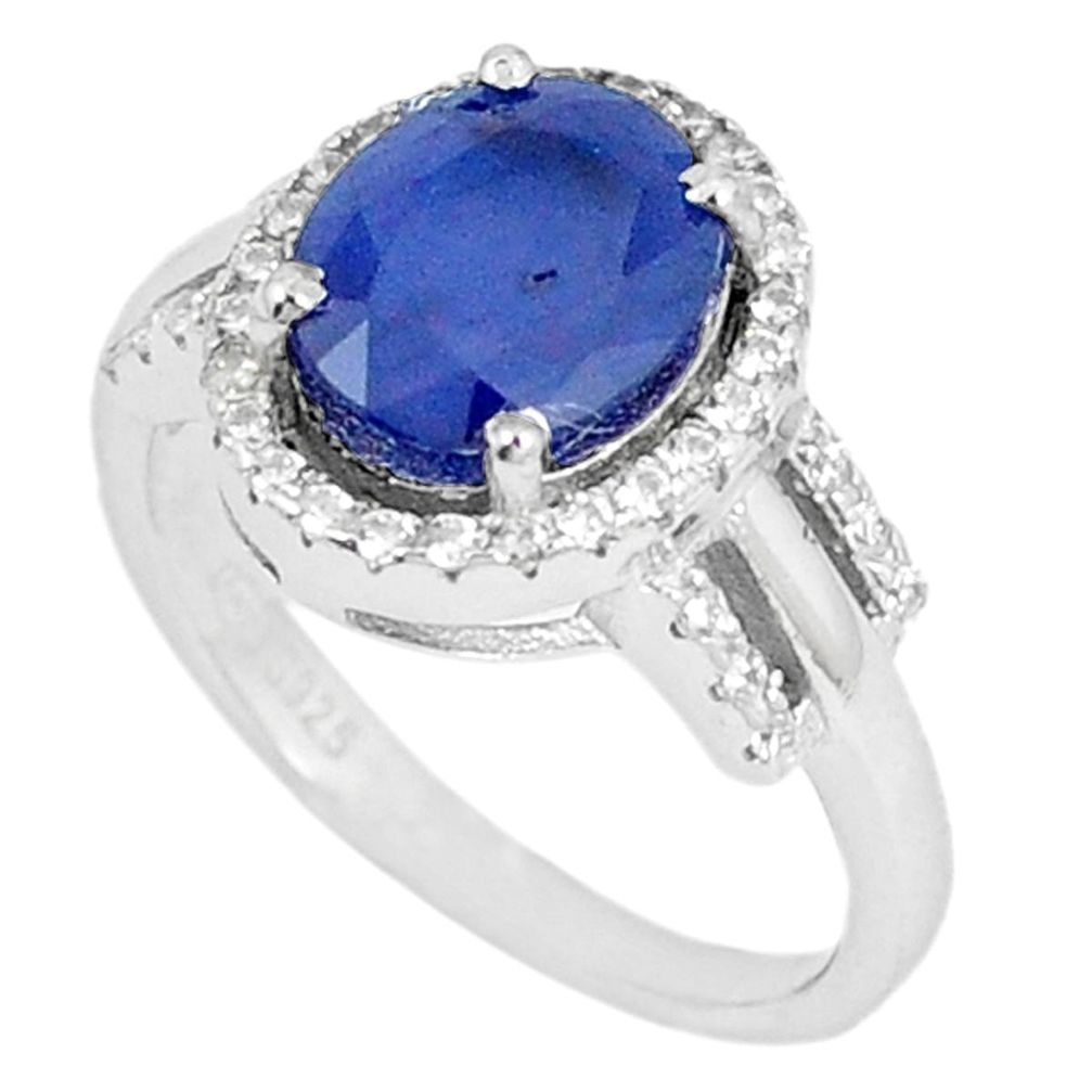 Natural blue sapphire topaz 925 sterling silver ring jewelry size 8 a48551
