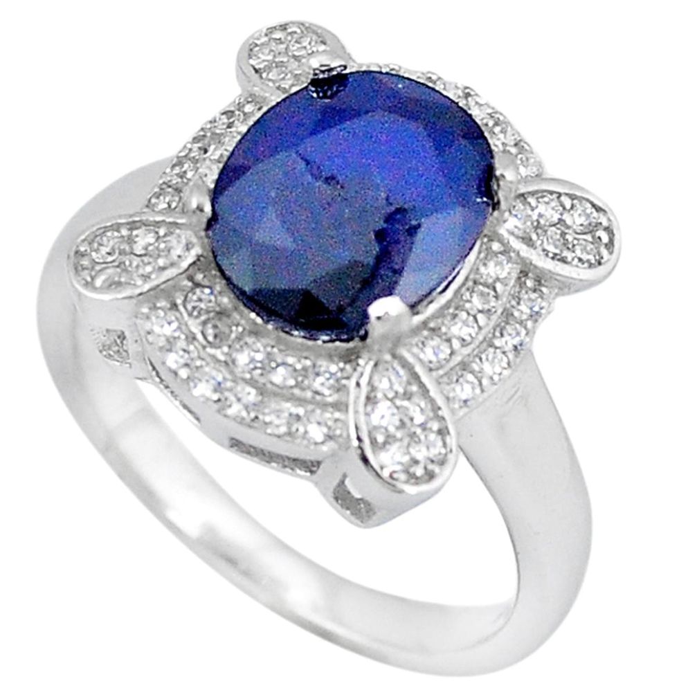 925 sterling silver natural blue sapphire topaz ring jewelry size 7.5 a52667