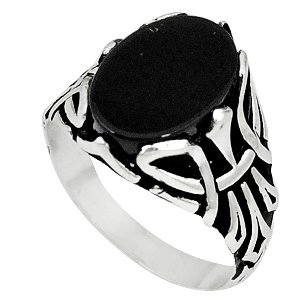 Natural black onyx 925 sterling silver mens ring jewelry size 10 a54085