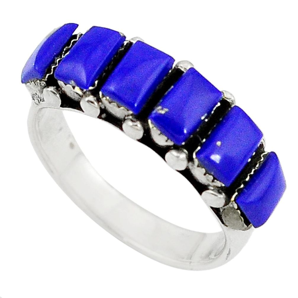 Natural blue lapis lazuli 925 sterling silver ring jewelry size 8 a54923
