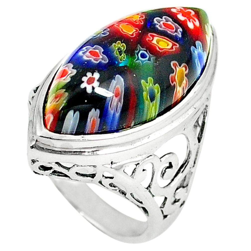 925 sterling silver multi color italian murano glass ring jewelry size 8 a55310