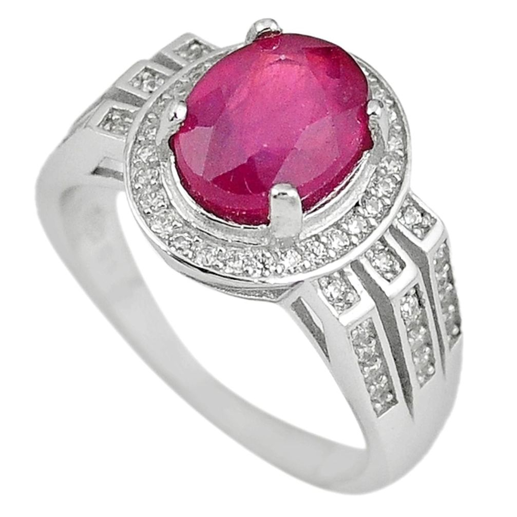 Natural red ruby topaz 925 sterling silver ring jewelry size 8.5 a57581