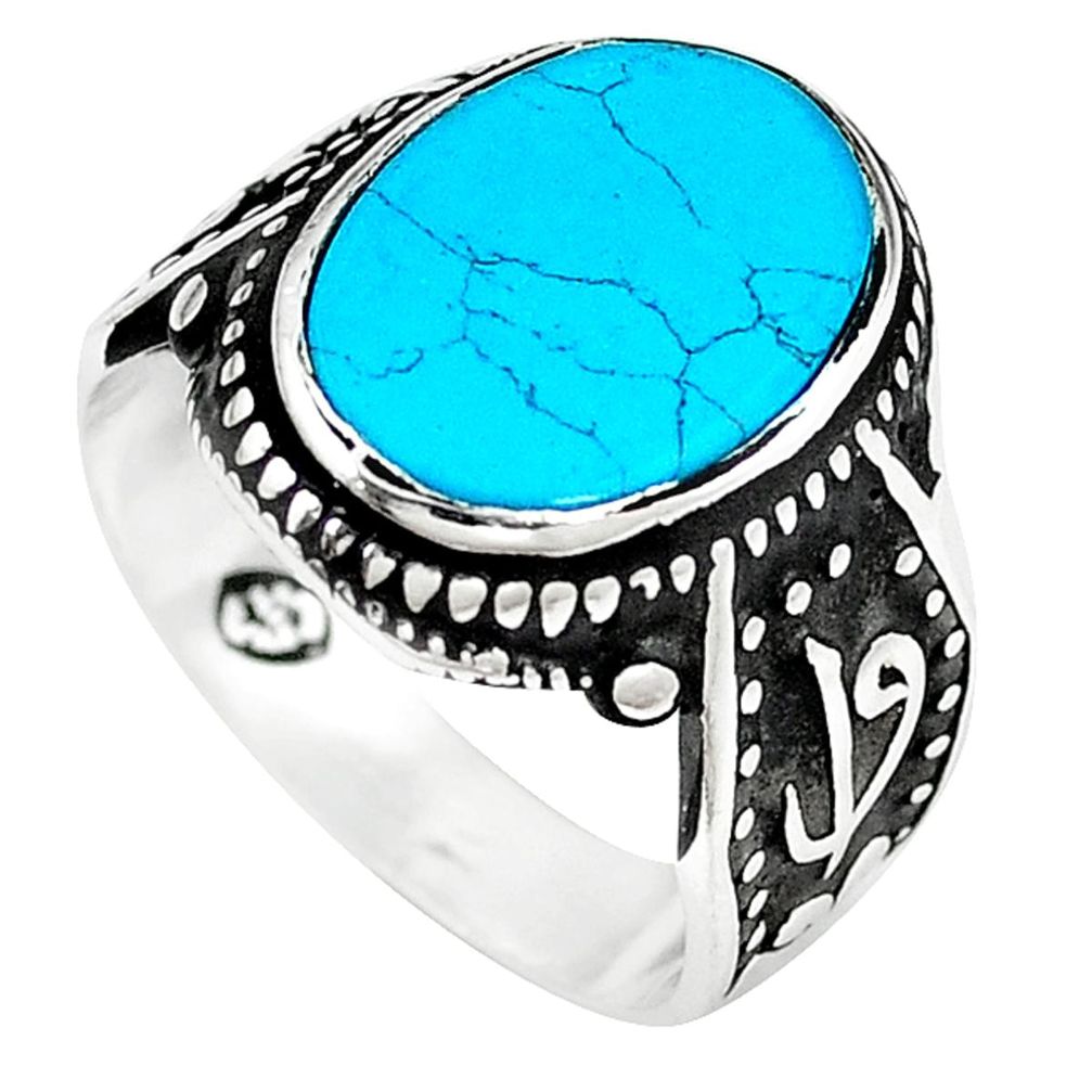 Fine blue turquoise 925 sterling silver mens ring jewelry size 8 a58150