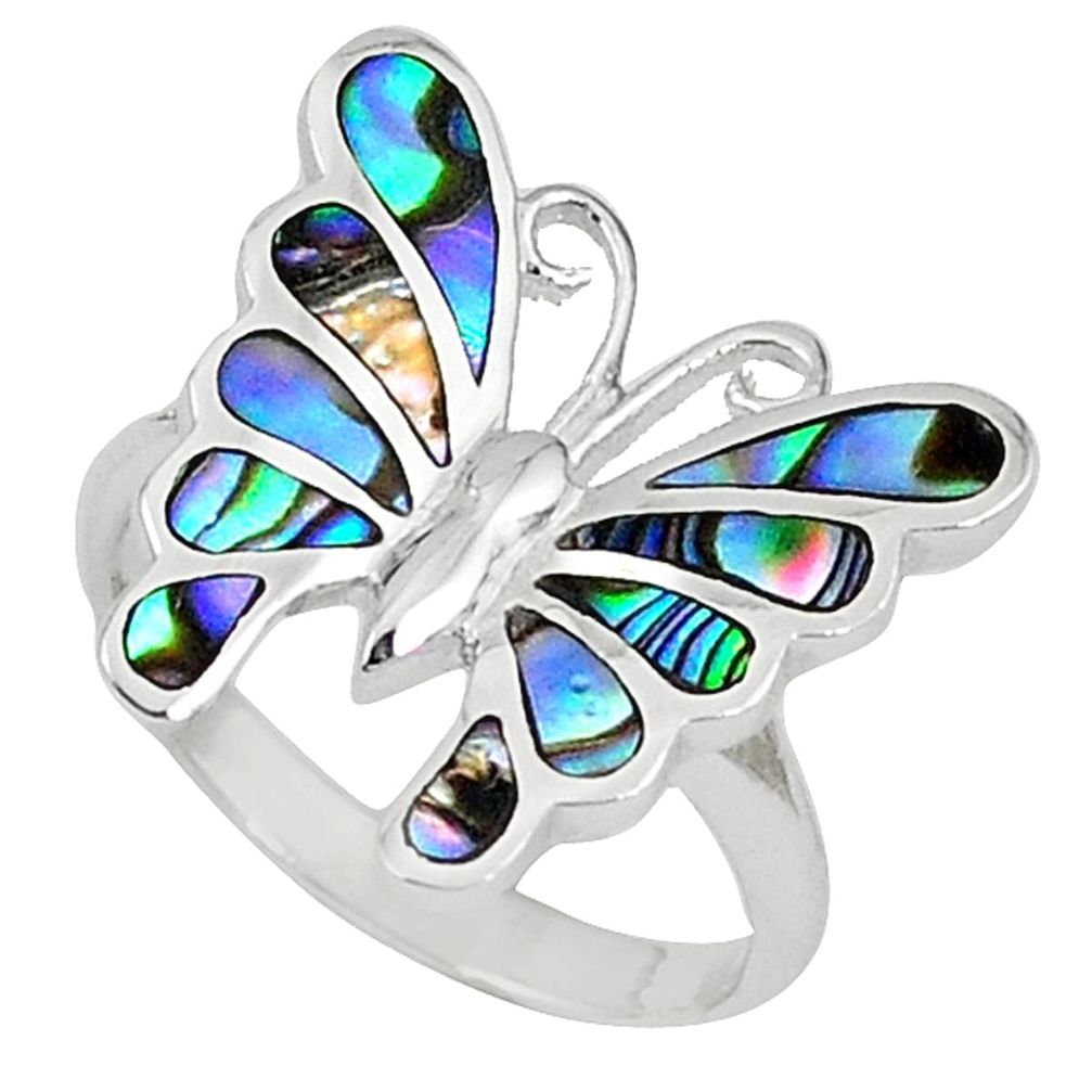 925 silver green abalone paua seashell butterfly ring jewelry size 7 a59514