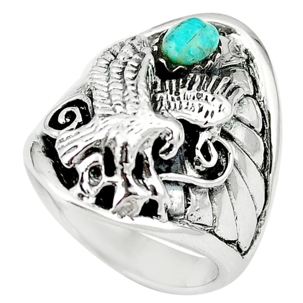 Green arizona mohave turquoise 925 sterling silver ring size 8 a64546