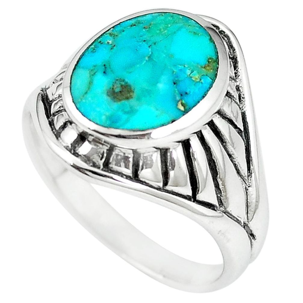 Green kingman turquoise enamel 925 silver ring jewelry size 13 a67971