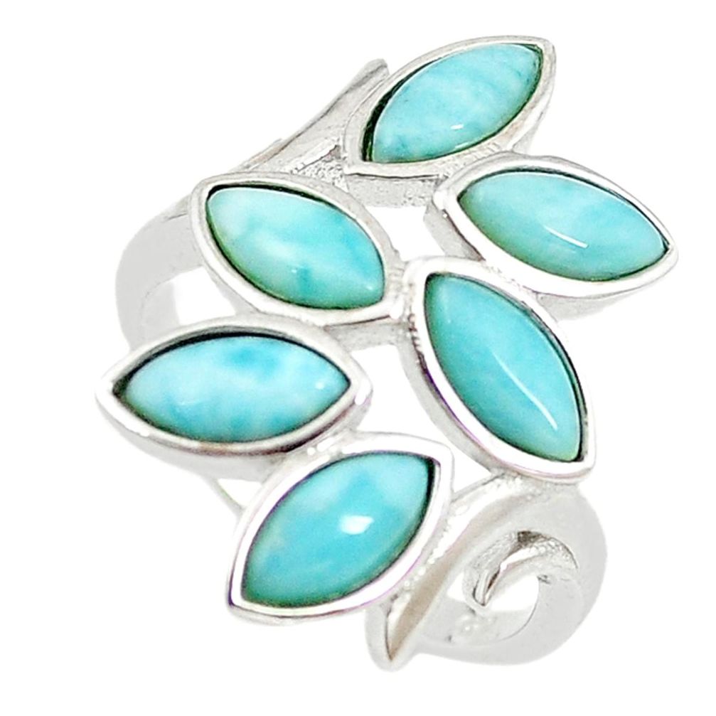 925 sterling silver natural blue larimar marquise ring jewelry size 7.5 a68640