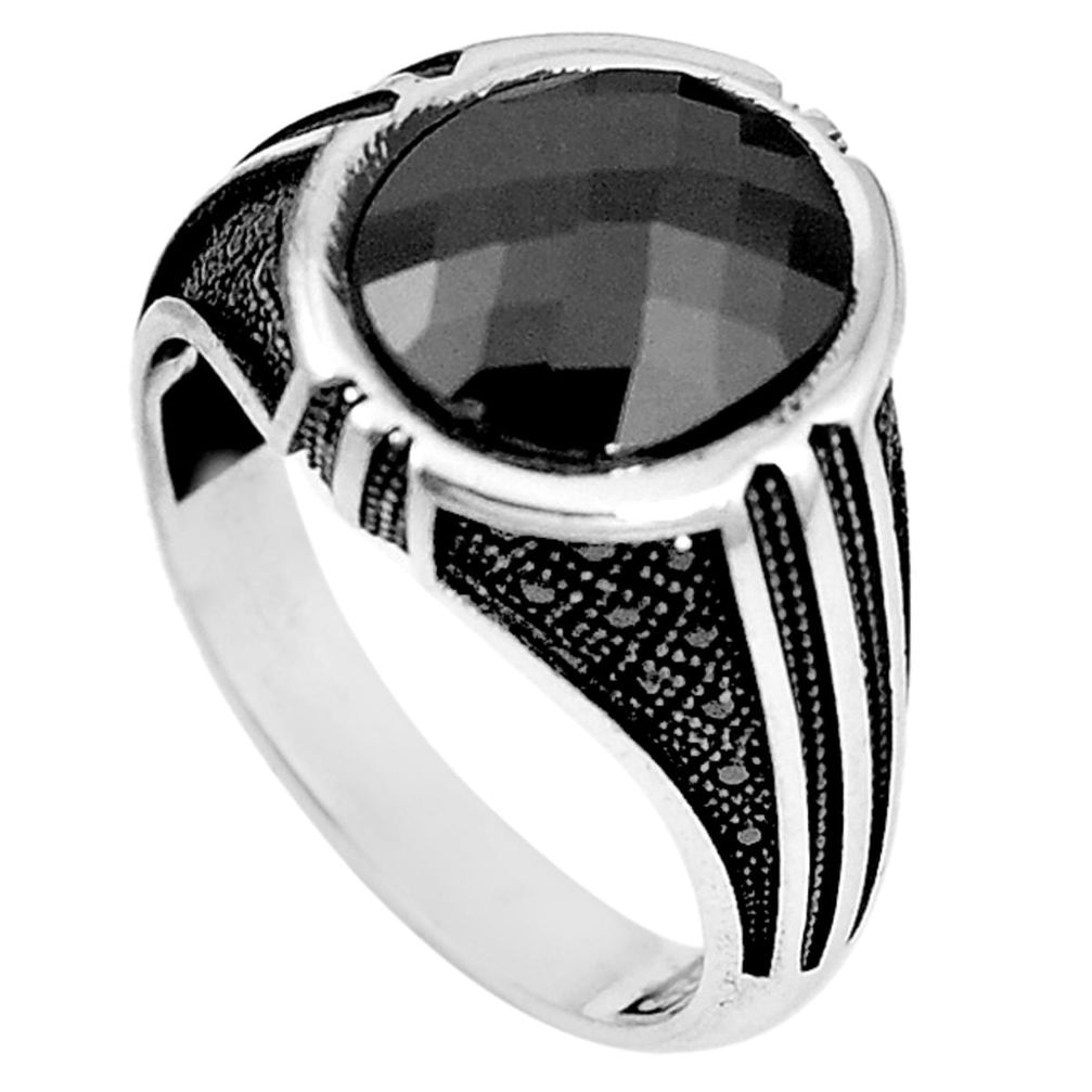 Natural black onyx topaz 925 sterling silver mens ring size 10 a69236