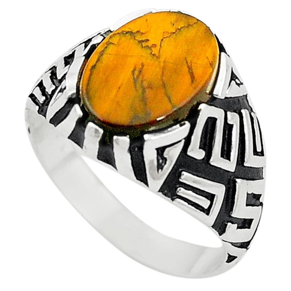 Natural brown tiger's eye 925 sterling silver mens ring size 11 a72327