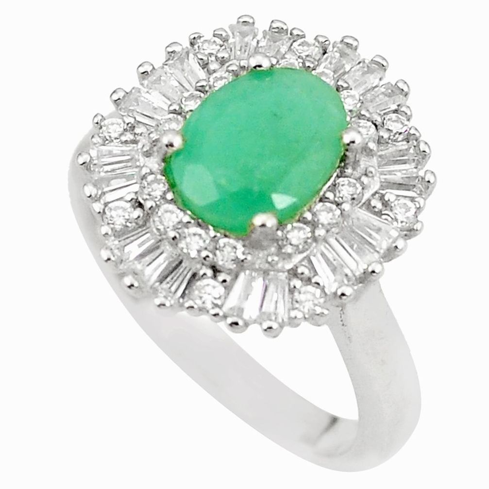 Natural green emerald topaz 925 sterling silver ring size 8 a75476
