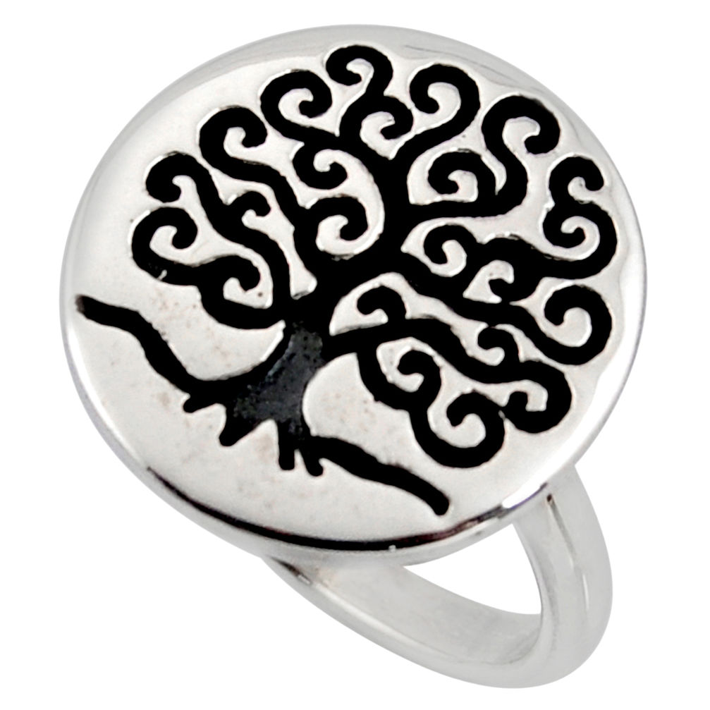 6.28gms indonesian bali solid 925 silver tree of life ring size 7 c7620