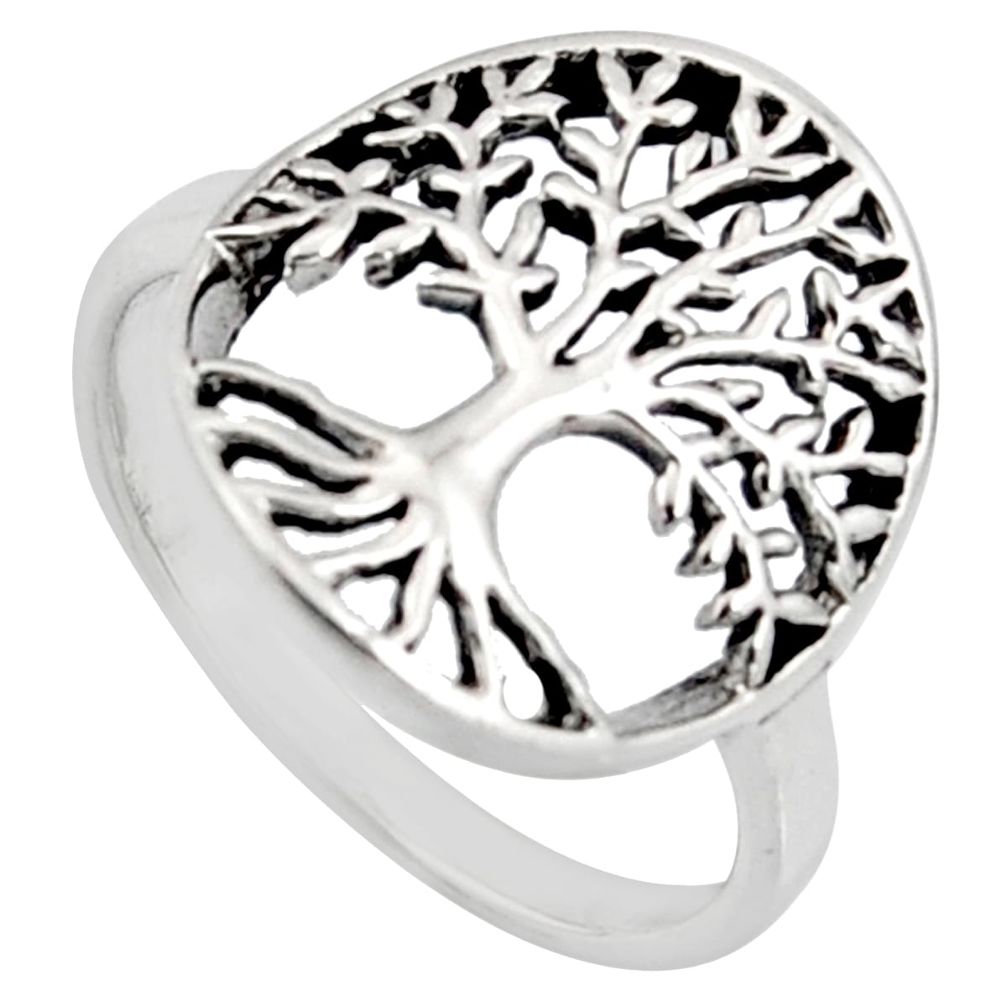 3.02gms indonesian bali style solid 925 silver tree of life ring size 7 c7630