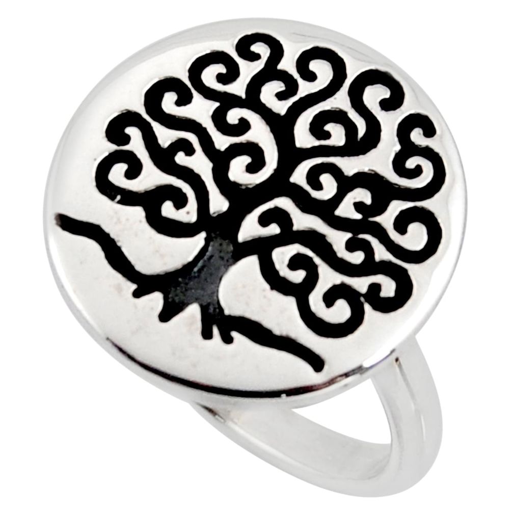 6.26gms indonesian bali style solid 925 silver tree of life ring size 7 c7640