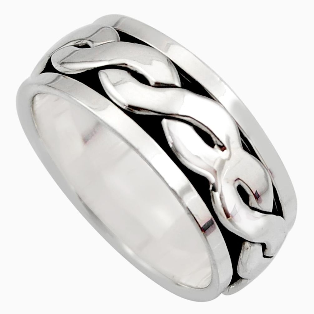 11.89gms meditation band silver spinner band ring size 10.5 c7666