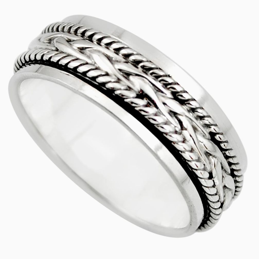 9.02gms meditation band 925 silver spinner band ring size 10.5 c7674