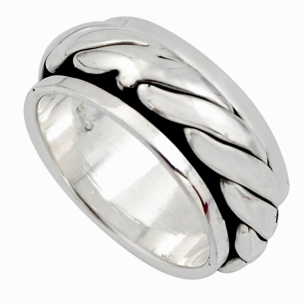 9.48gms meditation band 925 silver spinner band ring size 7.5 c7679