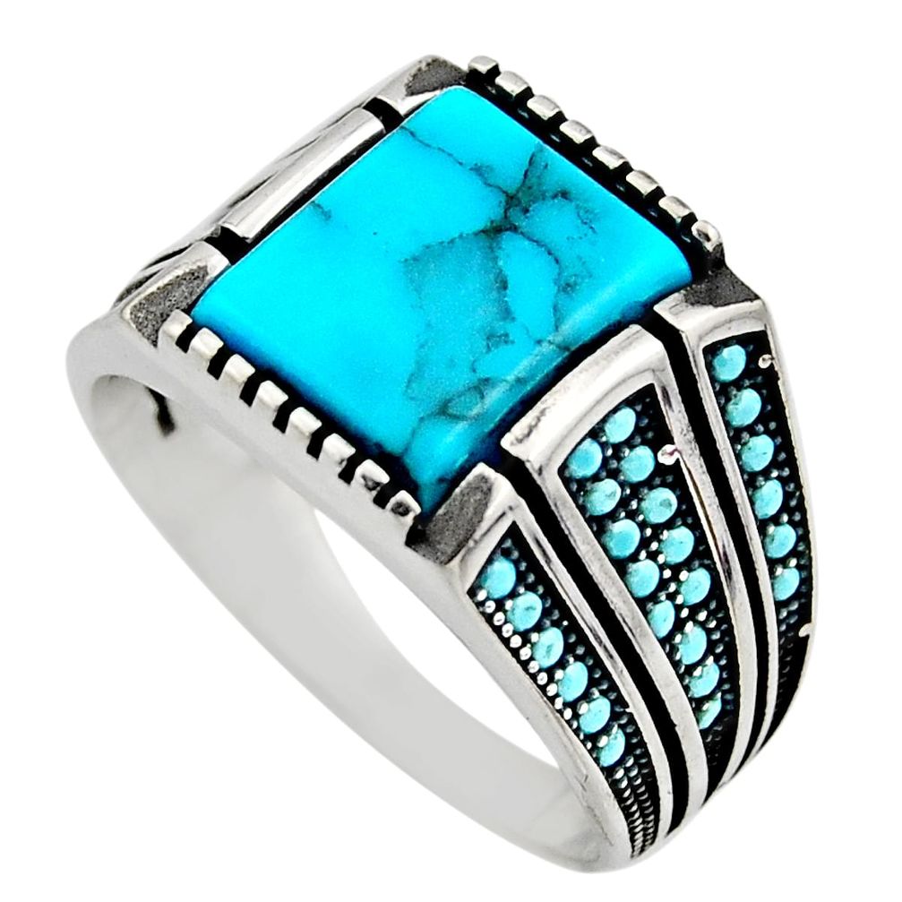5.51cts fine blue turquoise 925 sterling silver mens ring size 11.5 c7747