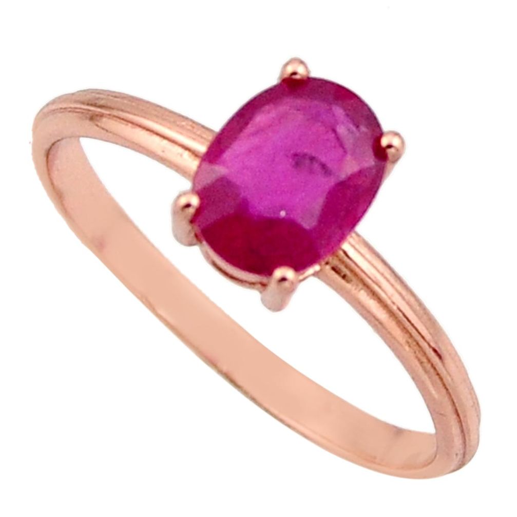 1.98cts natural red ruby cubic zirconia 925 silver 14k gold ring size 7 c7770