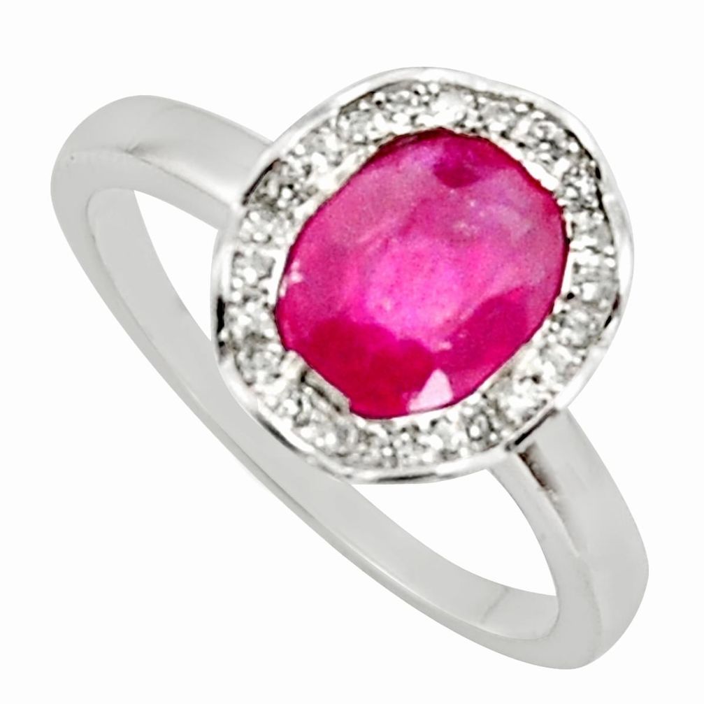 2.72cts natural red ruby cubic zirconia 925 sterling silver ring size 6 c7783