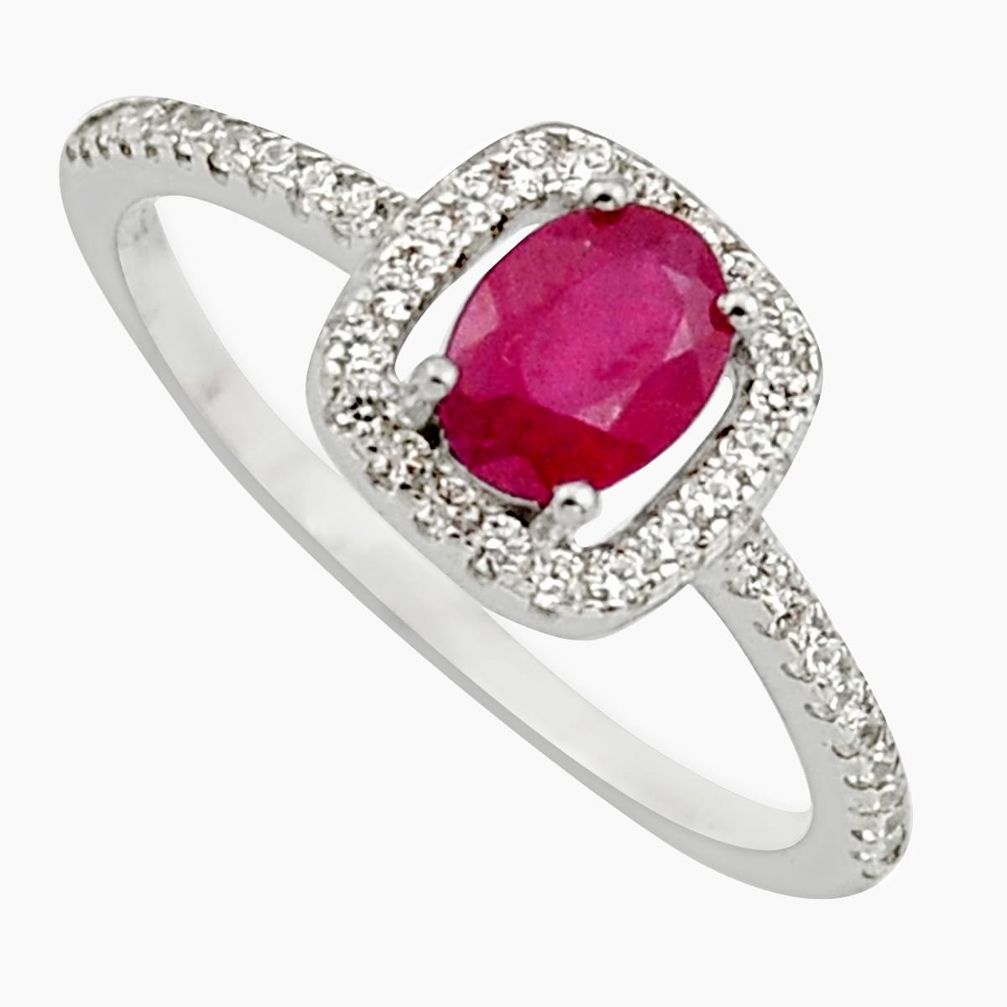 2.56cts natural red ruby cubic zirconia 925 sterling silver ring size 9 c7786