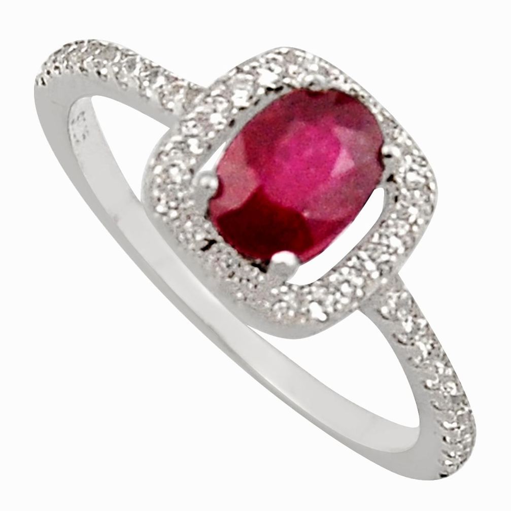 2.42cts natural red ruby cubic zirconia 925 sterling silver ring size 7 c7787