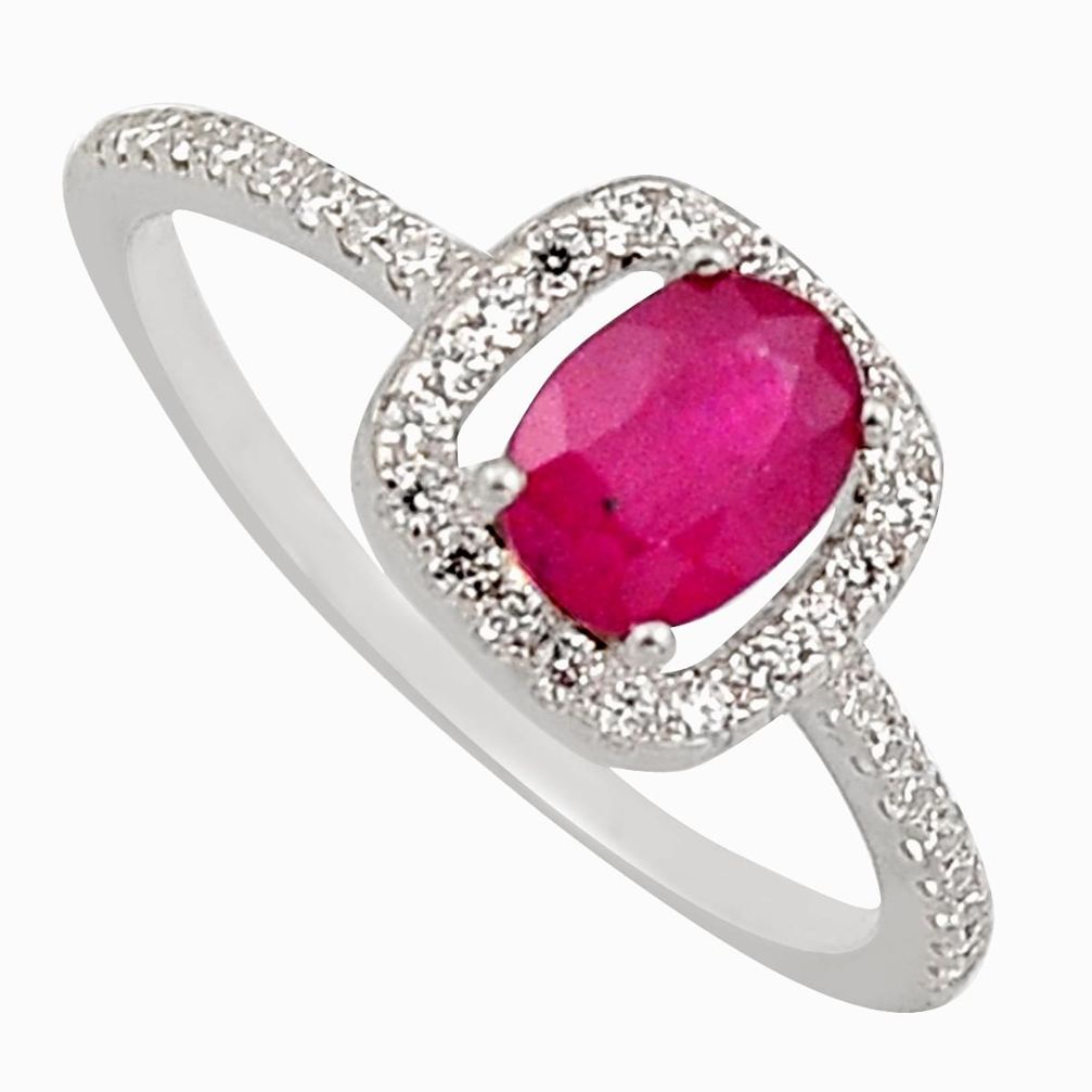 2.56cts natural red ruby cubic zirconia 925 sterling silver ring size 8 c7788