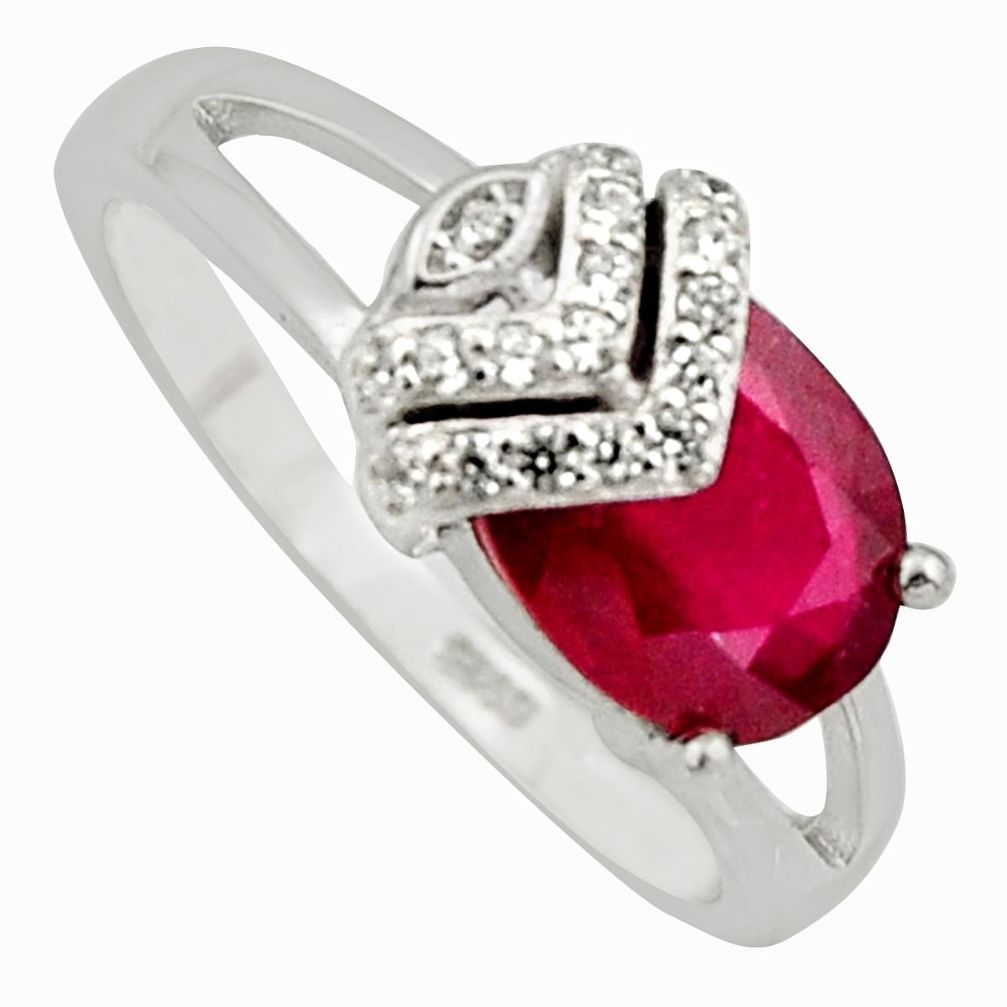 3.60cts natural red ruby cubic zirconia 925 sterling silver ring size 6.5 c7794