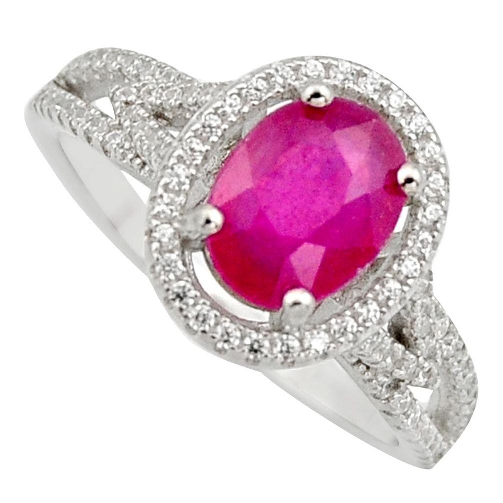 3.14cts natural red ruby cubic zirconia 925 sterling silver ring size 8 c7796