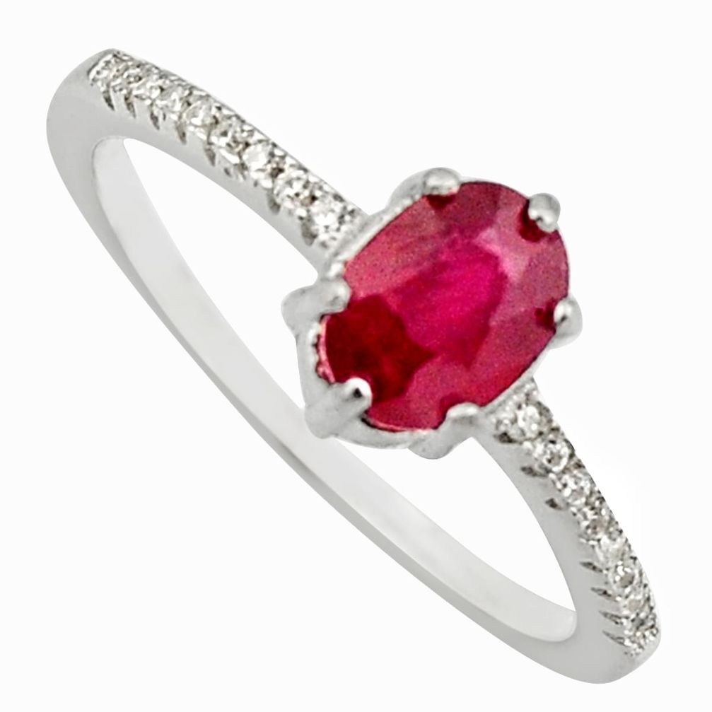 2.03cts natural red ruby cubic zirconia 925 sterling silver ring size 7 c7798