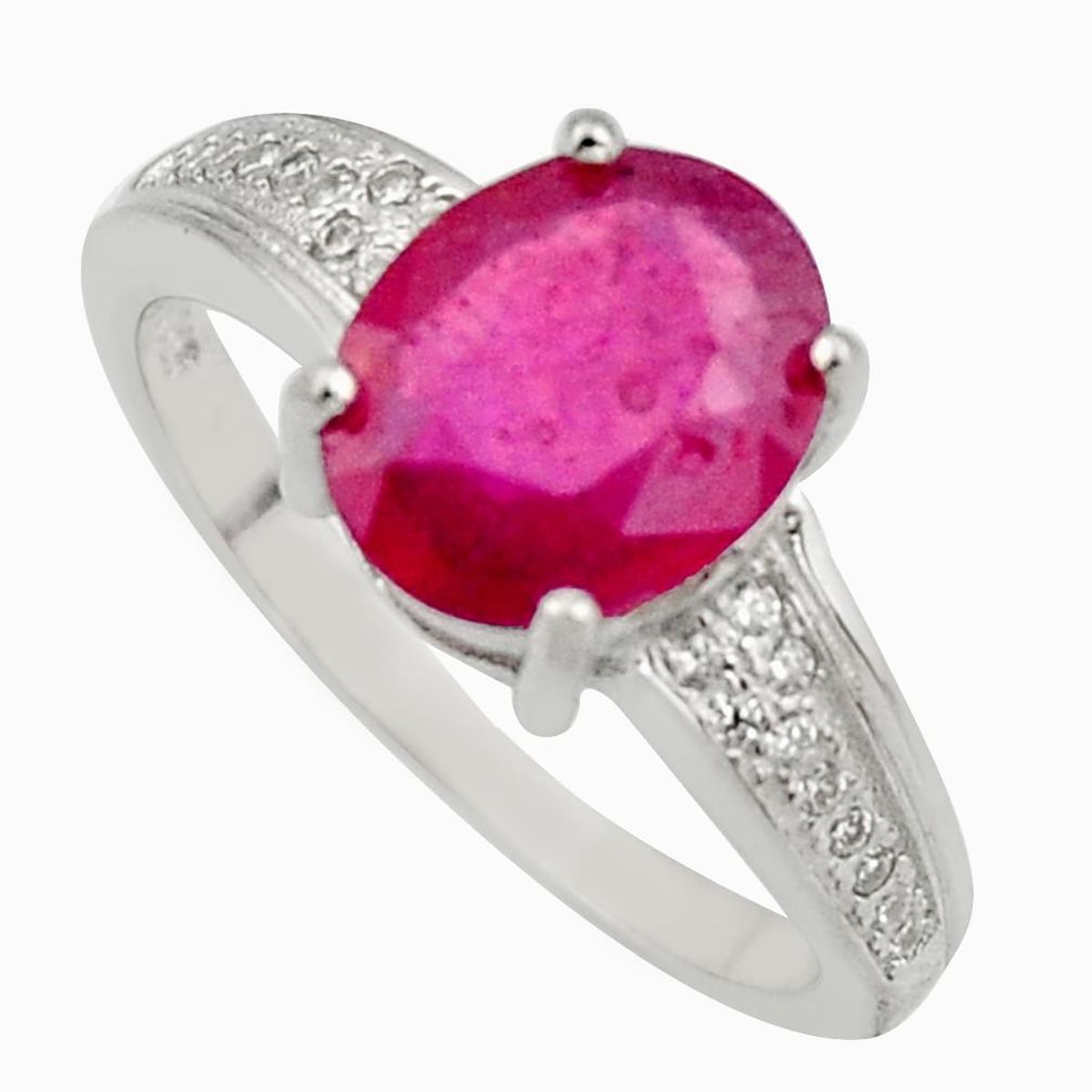 4.67cts natural red ruby cubic zirconia 925 sterling silver ring size 7.5 c7800