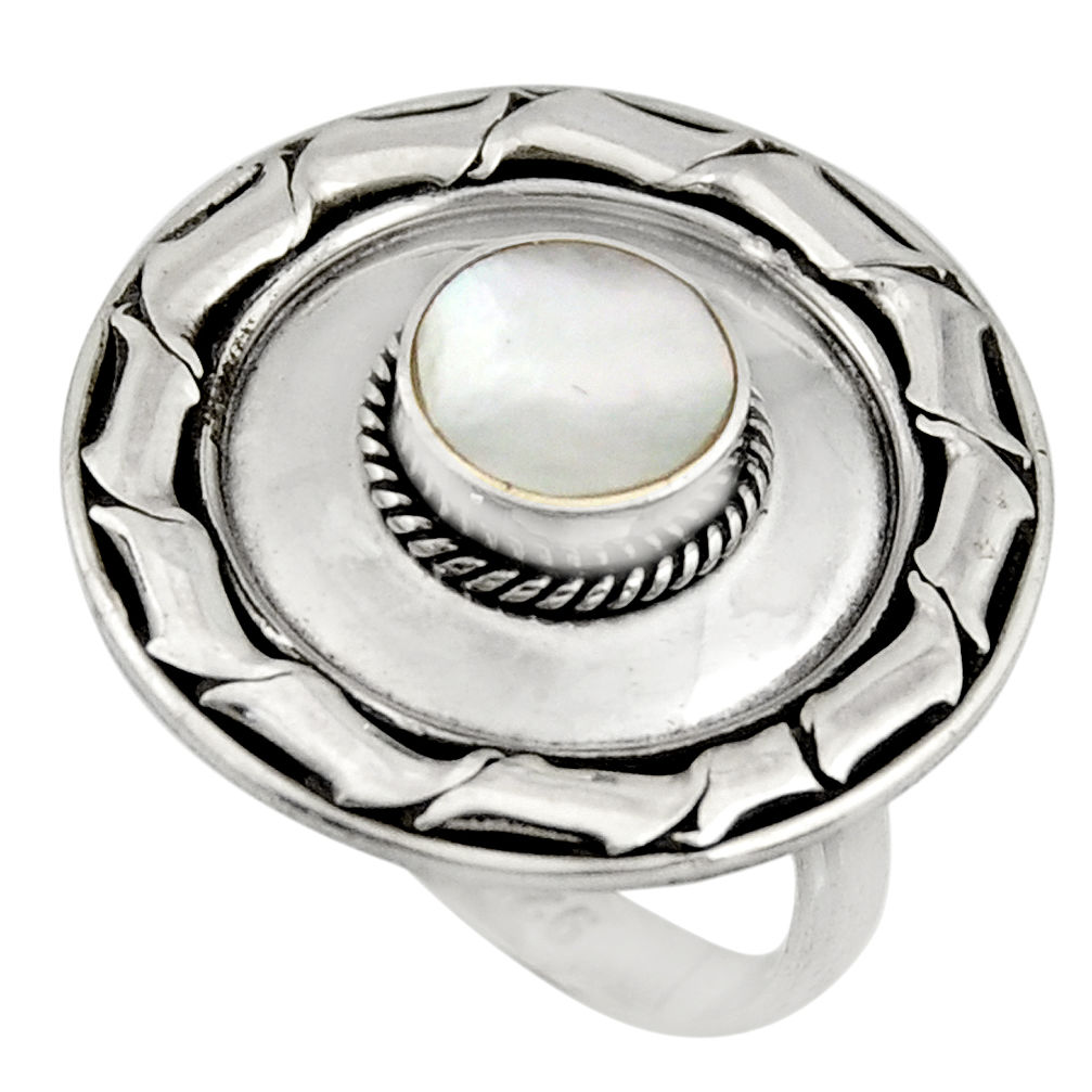 1.88cts natural white pearl 925 sterling silver solitaire ring size 7 c7821