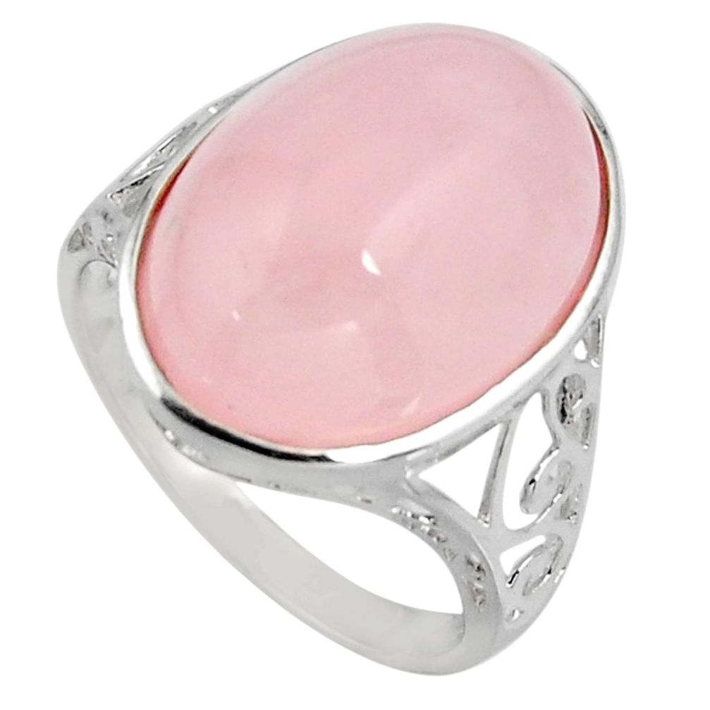 12.22cts natural pink rose quartz 925 silver solitaire ring jewelry size 9 c7848