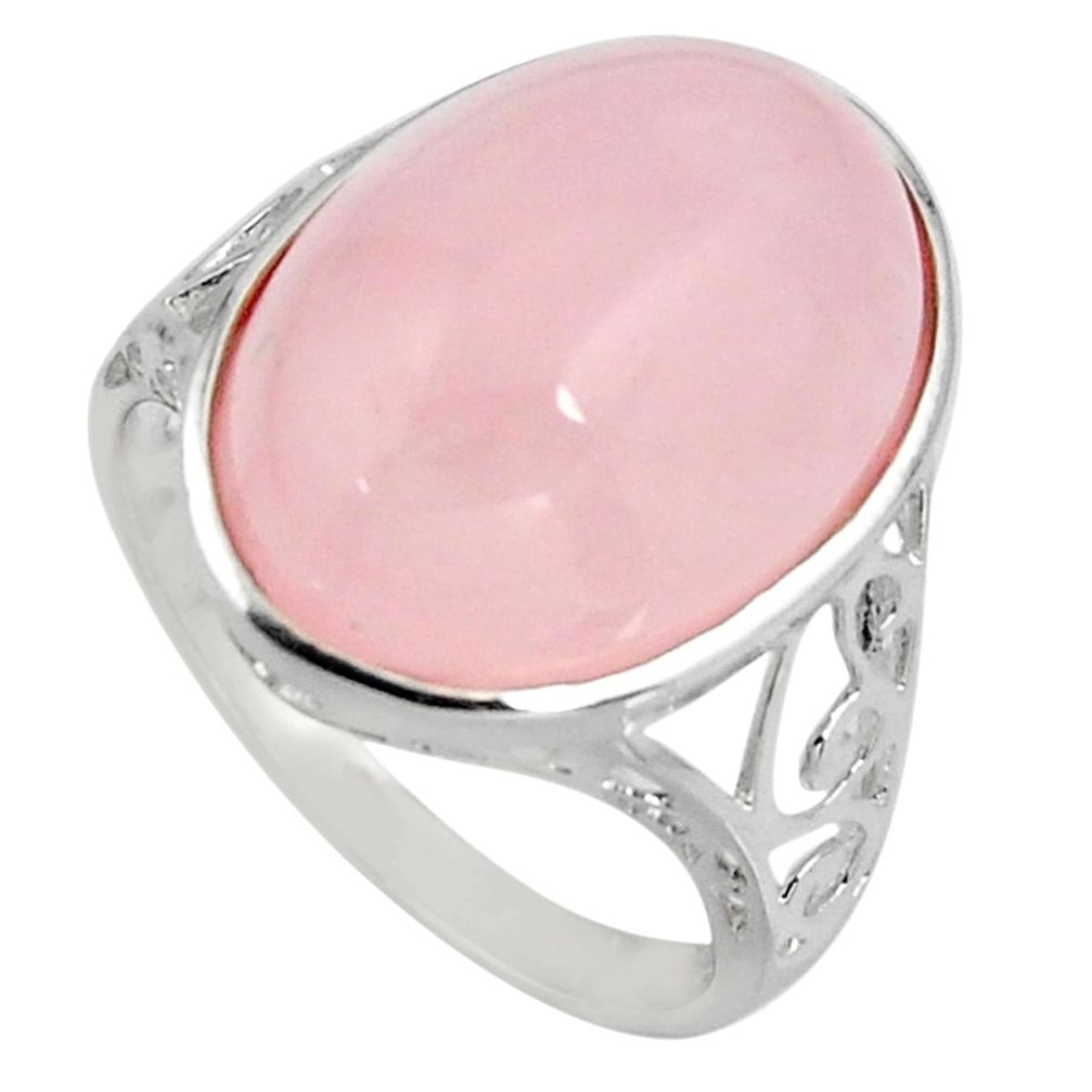 925 silver 12.55cts natural pink rose quartz solitaire ring jewelry size 9 c7849