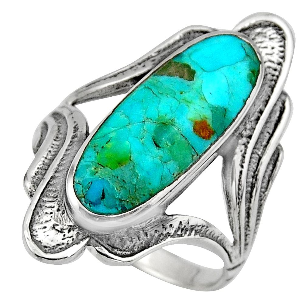 5.18cts green arizona mohave turquoise 925 silver solitaire ring size 8 c7907