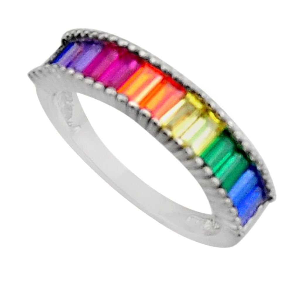 Garnet quartz ruby (lab) engagement band 925 sterling silver ring size 8 c8072
