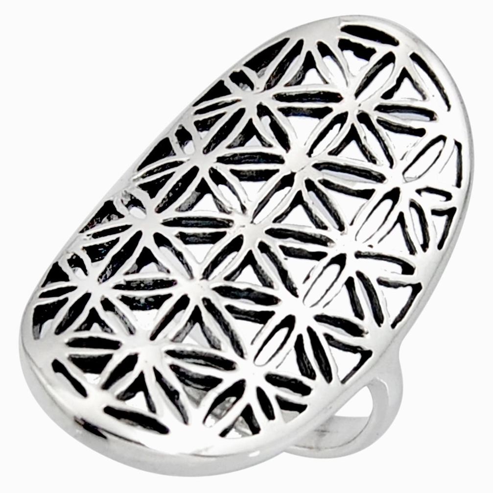 4.69gms flower of life symbol 925 sterling silver plain ring size 7 c8302